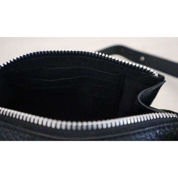 KIKO 744-1 Black Pebbled Genuine Leather Simple Crossbody Purse Handbag - Picture 6 of 9